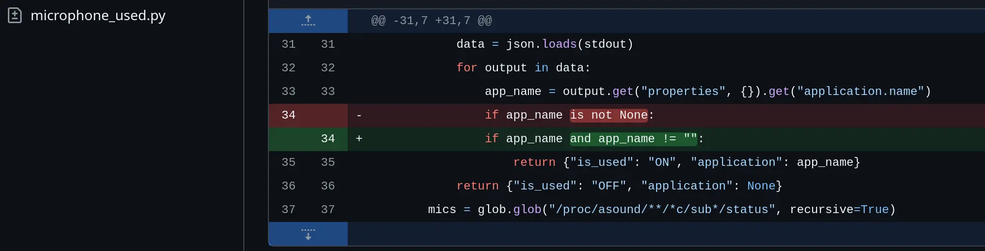 The modified line of code