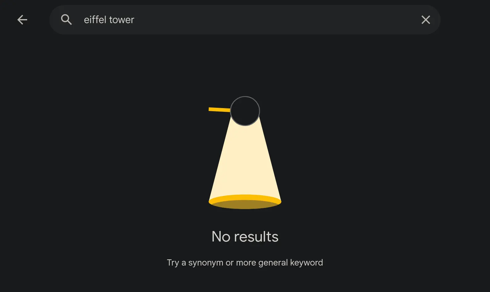 Google Photos empty search result