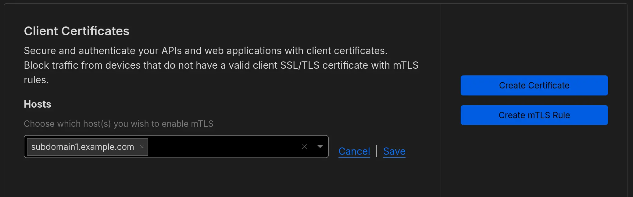 Adding subdomains to prompt for mTLS certificates in Cloudflare